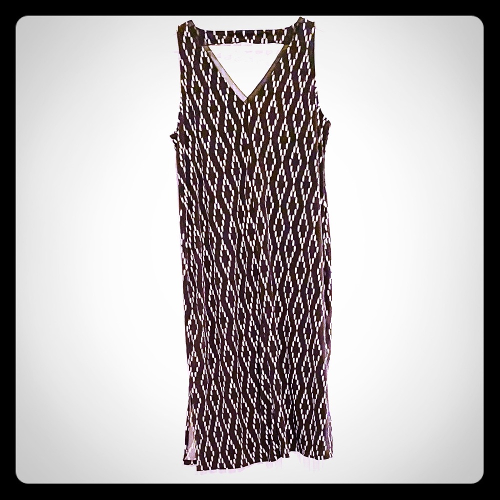 Banana Republic Large Midi Dress Black/White